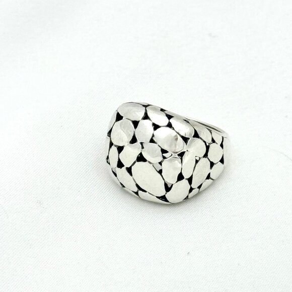 Sterling Silver Dome Ring w/Pebbled/Cobblestone Pattern Sterling 10 gm Size 6.5 - Picture 4 of 10